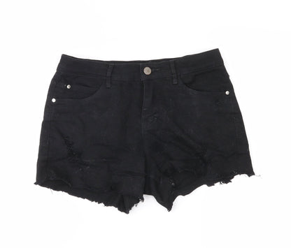 Yishion Womens Black   Hot Pants Shorts Size 24 in - distressed