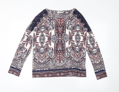 Indigo Womens White Floral  Basic Blouse Size 10