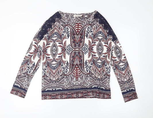 Indigo Womens White Floral  Basic Blouse Size 10