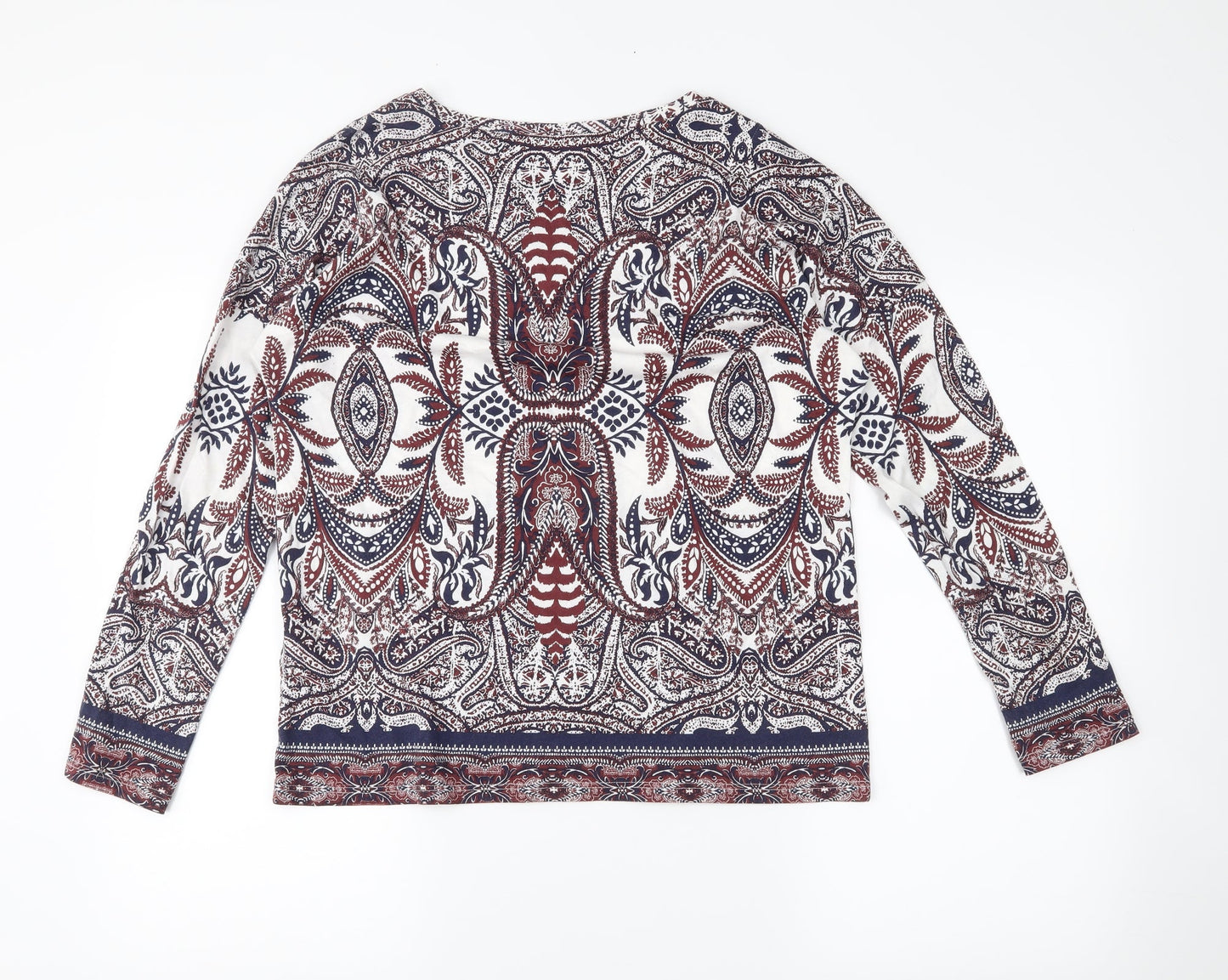 Indigo Womens White Floral  Basic Blouse Size 10