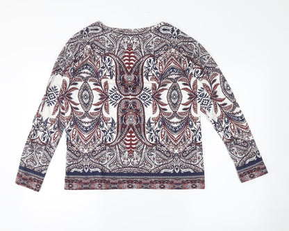 Indigo Womens White Floral  Basic Blouse Size 10