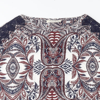 Indigo Womens White Floral  Basic Blouse Size 10