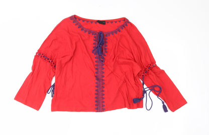 Womens UK Size 8 Topshop Red Basic Blouse