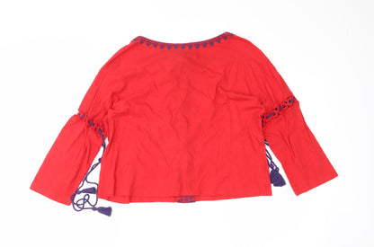 Womens UK Size 8 Topshop Red Basic Blouse