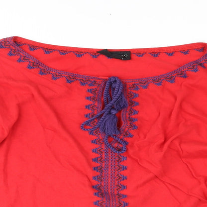Womens UK Size 8 Topshop Red Basic Blouse