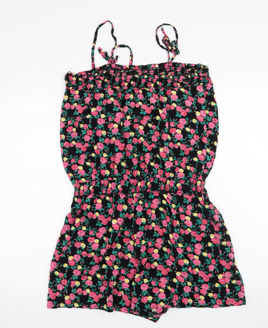 George Womens Black Geometric  Romper One-Piece Size L