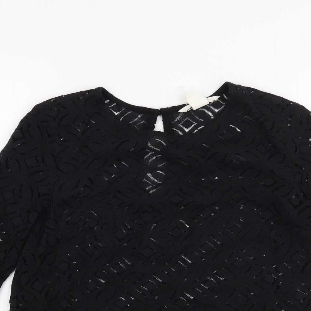 Womens UK Size XS H&M Black Basic Blouse