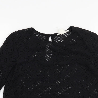 Womens UK Size XS H&M Black Basic Blouse