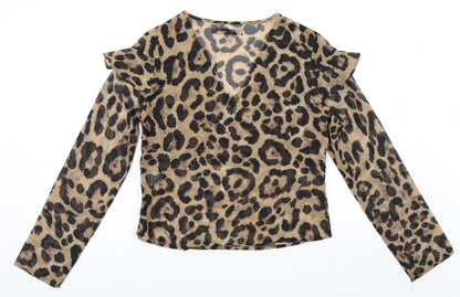 Tokyo Doll Womens Brown Animal Print  Basic Blouse Size 12