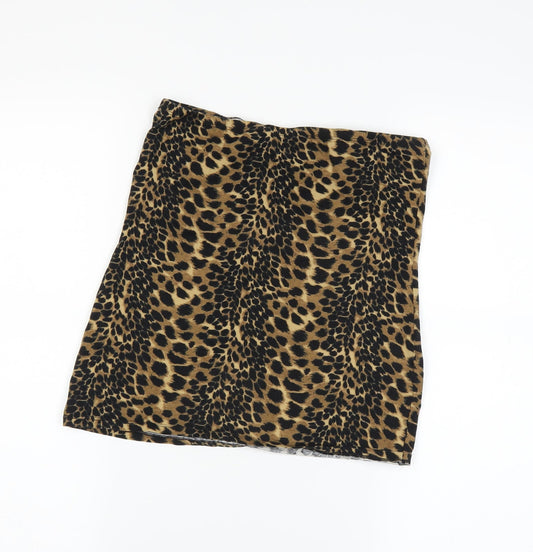 New Look Womens Brown Animal Print  A-Line Skirt Size M