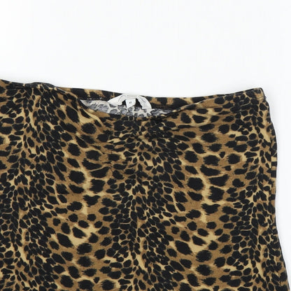New Look Womens Brown Animal Print  A-Line Skirt Size M