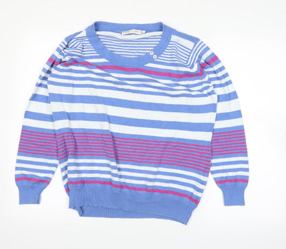 EWM Womens Blue Striped  Pullover Jumper Size L
