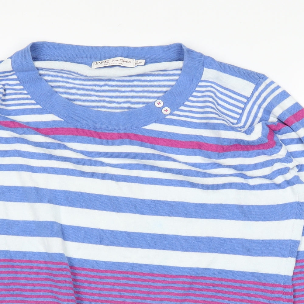 EWM Womens Blue Striped  Pullover Jumper Size L