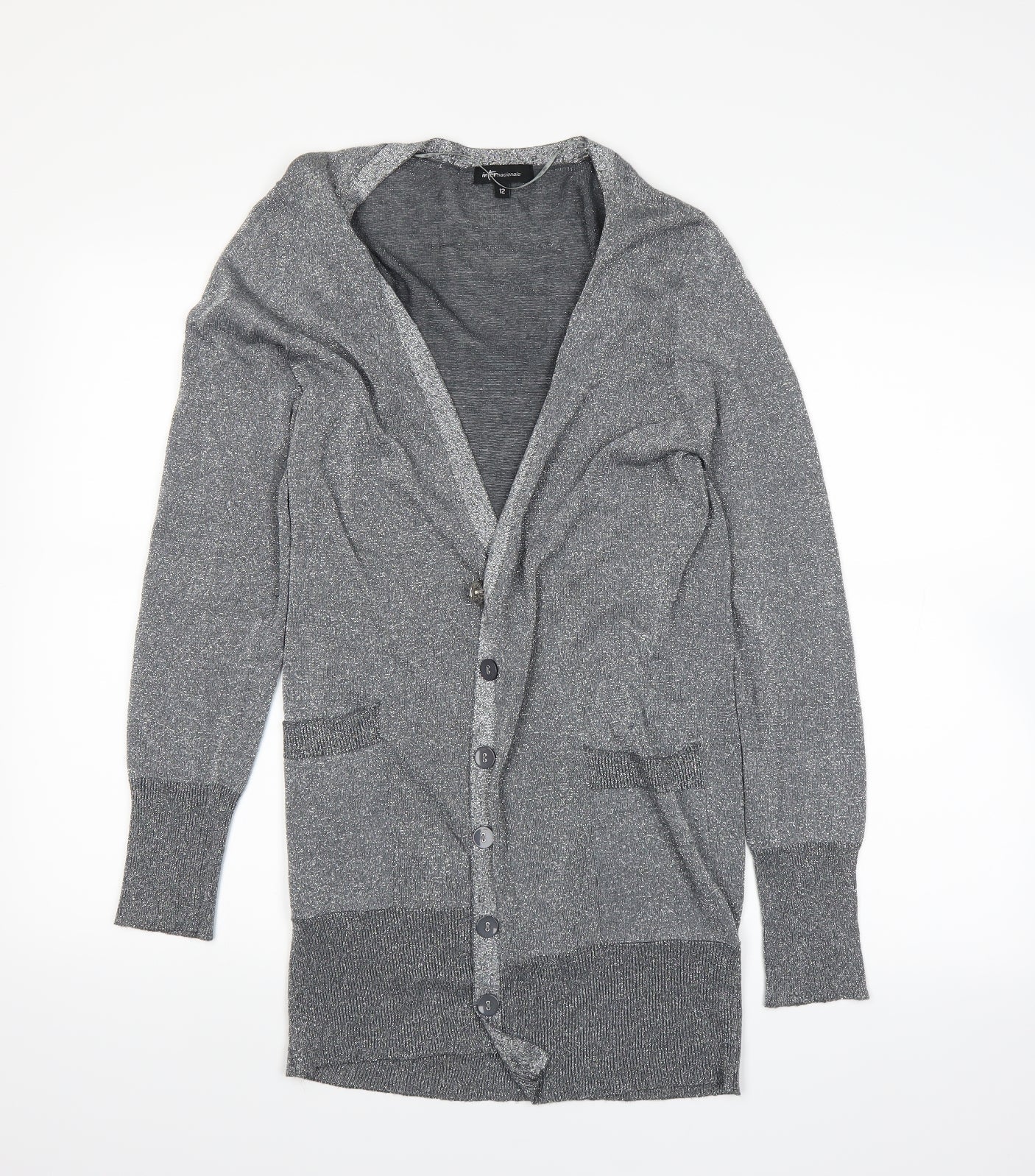 Internacionale Womens Grey   Cardigan Jumper Size 12