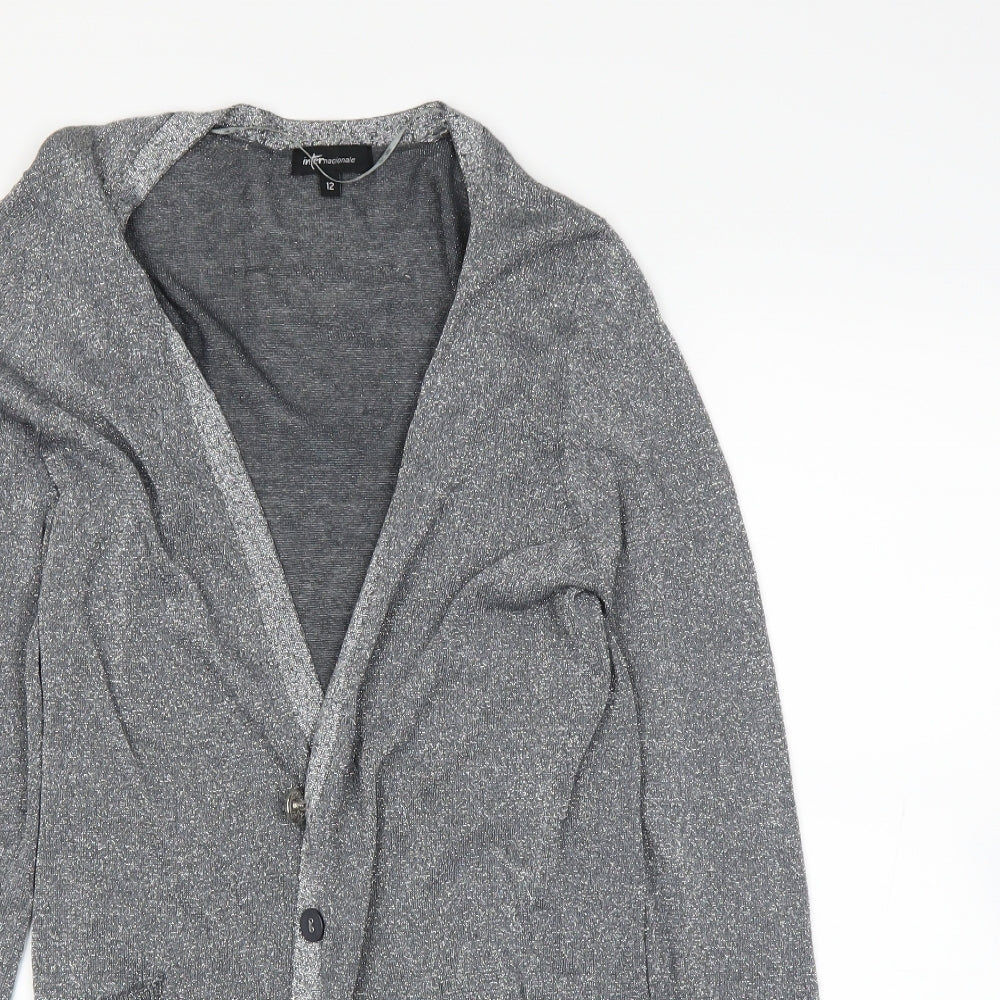 Internacionale Womens Grey   Cardigan Jumper Size 12