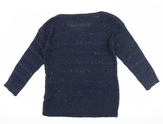 Wallis Womens Blue Striped  Pullover Jumper Size S