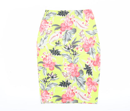 Missguided Womens Green Floral  Straight & Pencil Skirt Size 10