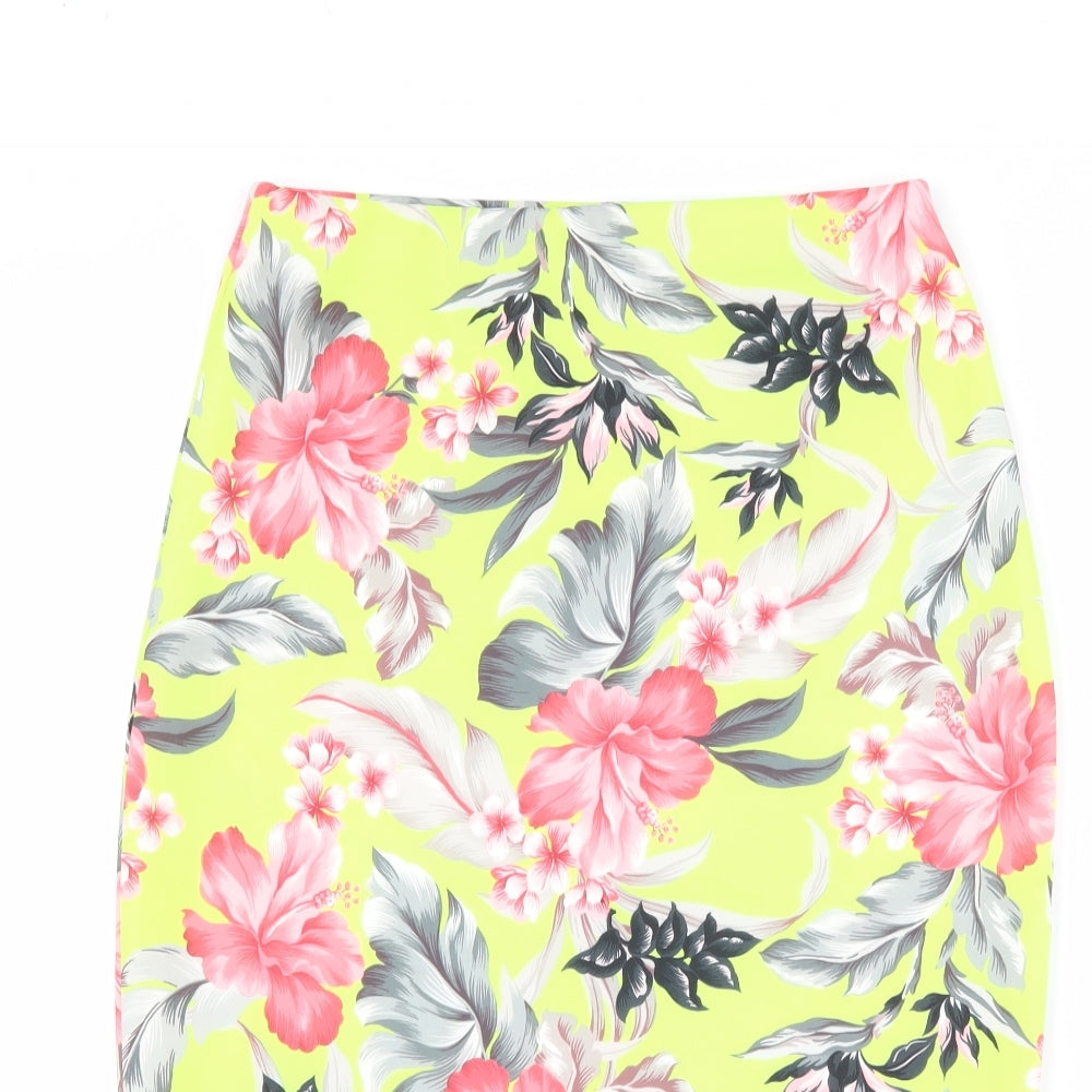 Missguided Womens Green Floral  Straight & Pencil Skirt Size 10