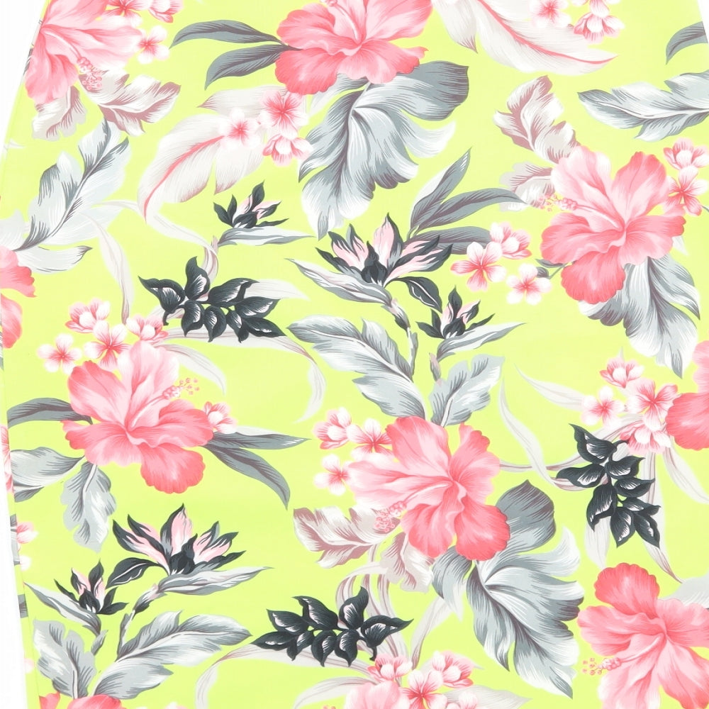 Missguided Womens Green Floral  Straight & Pencil Skirt Size 10