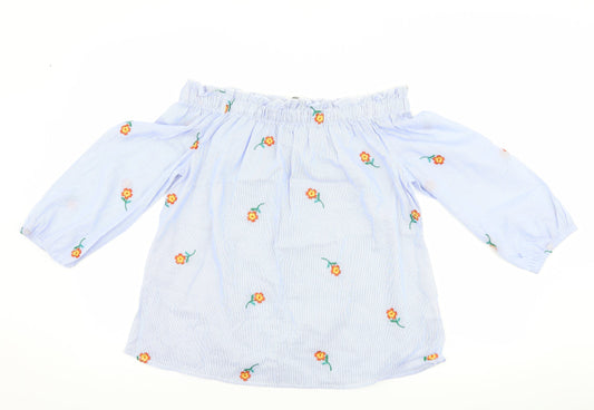 Papaya Womens Blue Striped  Basic T-Shirt Size 14