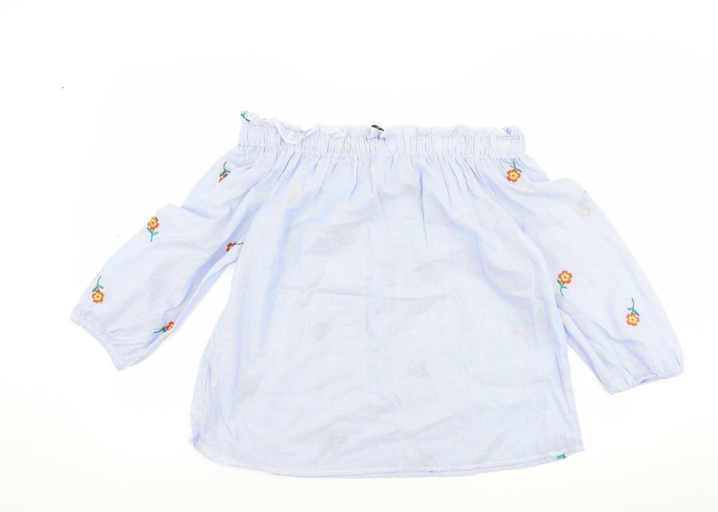 Womens UK Size 14 Papaya Blue Basic T-Shirt