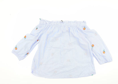 Womens UK Size 14 Papaya Blue Basic T-Shirt