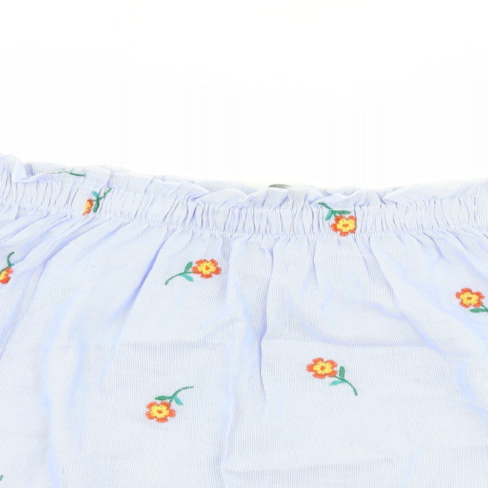Womens UK Size 14 Papaya Blue Basic T-Shirt