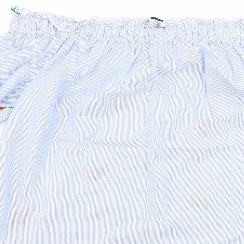 Womens UK Size 14 Papaya Blue Basic T-Shirt