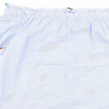 Womens UK Size 14 Papaya Blue Basic T-Shirt