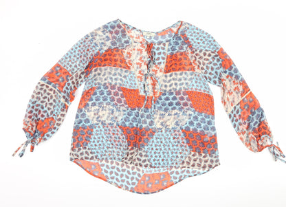 Papaya Womens Blue Floral  Basic Blouse Size 14