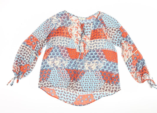 Papaya Womens Blue Floral  Basic Blouse Size 14