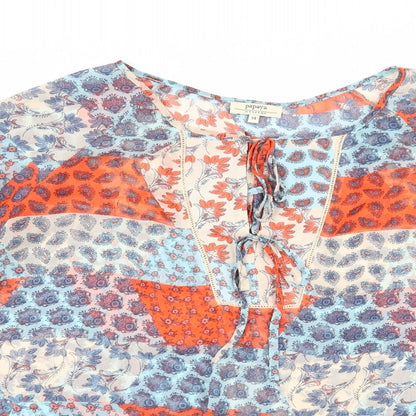 Papaya Womens Blue Floral  Basic Blouse Size 14