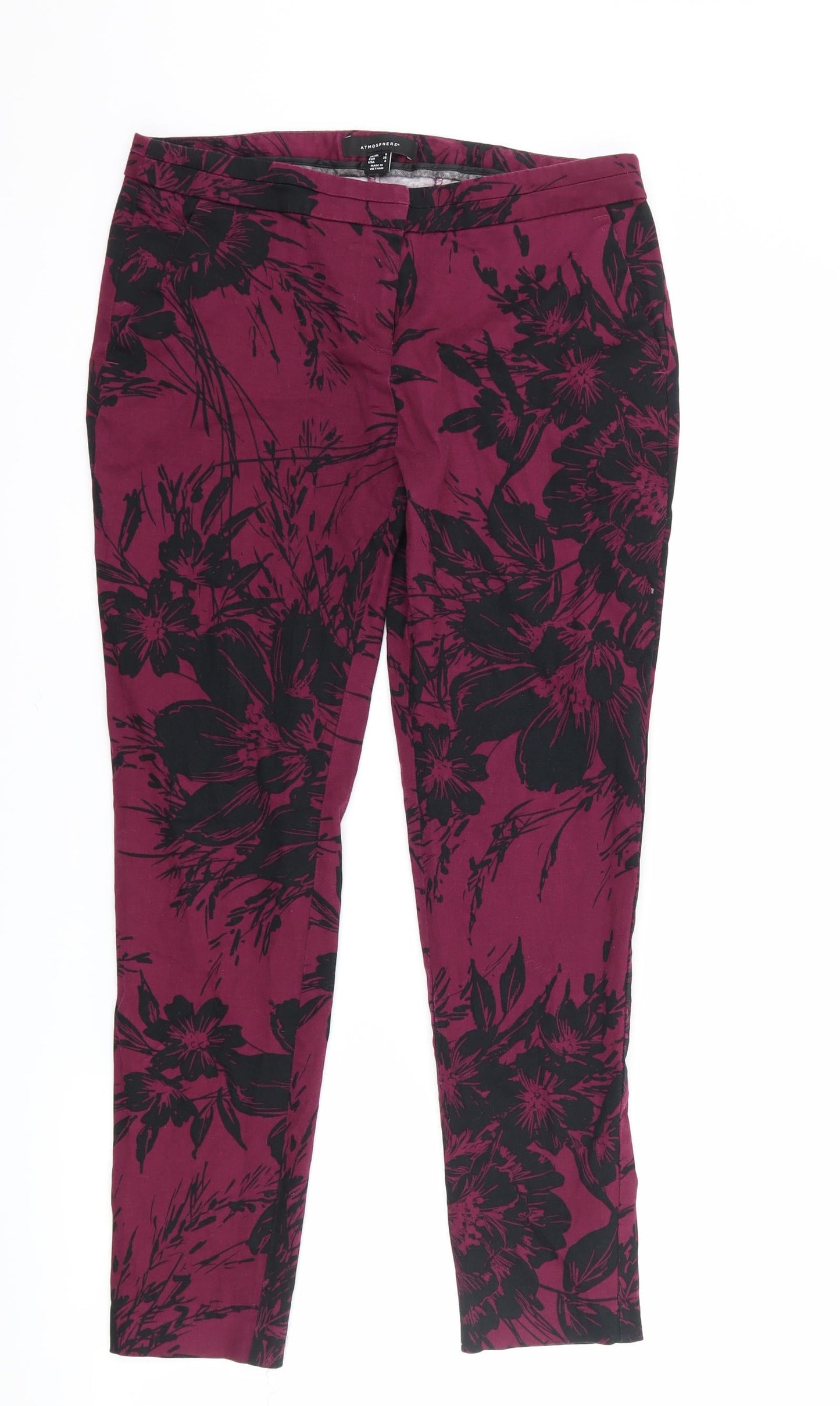 Atmosphere Womens Purple Floral  Trousers  Size 8 L26 in