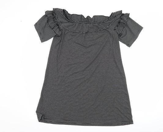 Papaya Womens Black Striped  Shift  Size M