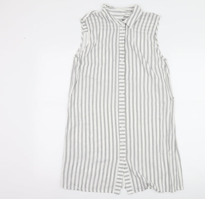 Peacocks Womens White Striped  Shirt Dress  Size 10