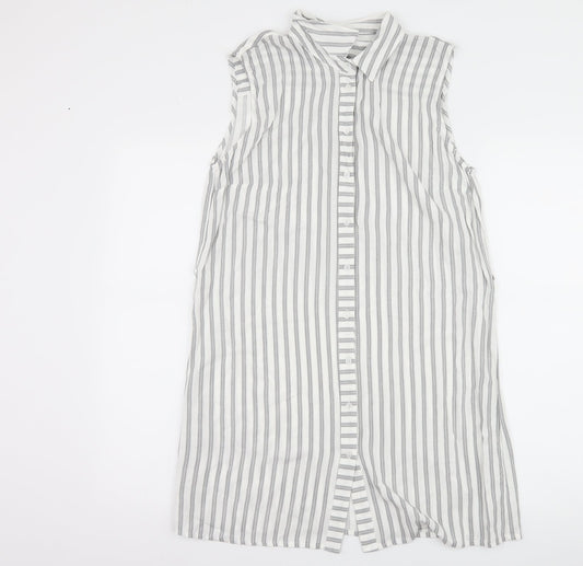 Peacocks Womens White Striped  Shirt Dress  Size 10