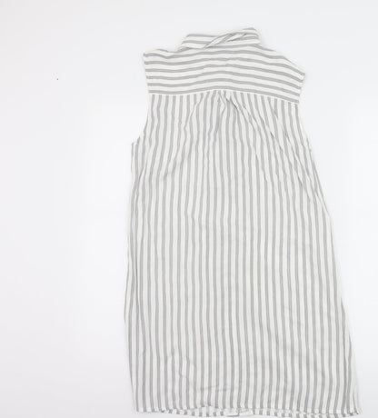 Peacocks Womens White Striped  Shirt Dress  Size 10