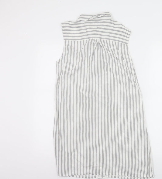 Peacocks Womens White Striped  Shirt Dress  Size 10