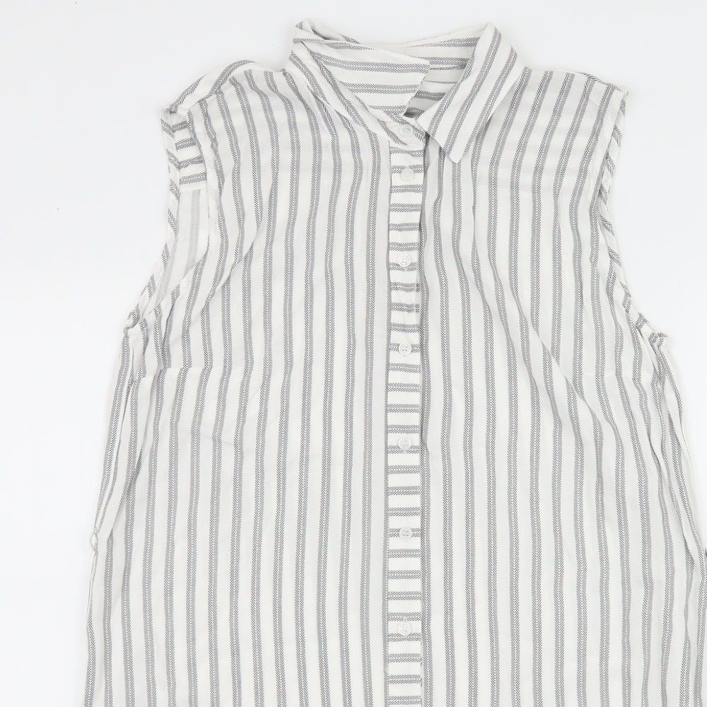 Peacocks Womens White Striped  Shirt Dress  Size 10