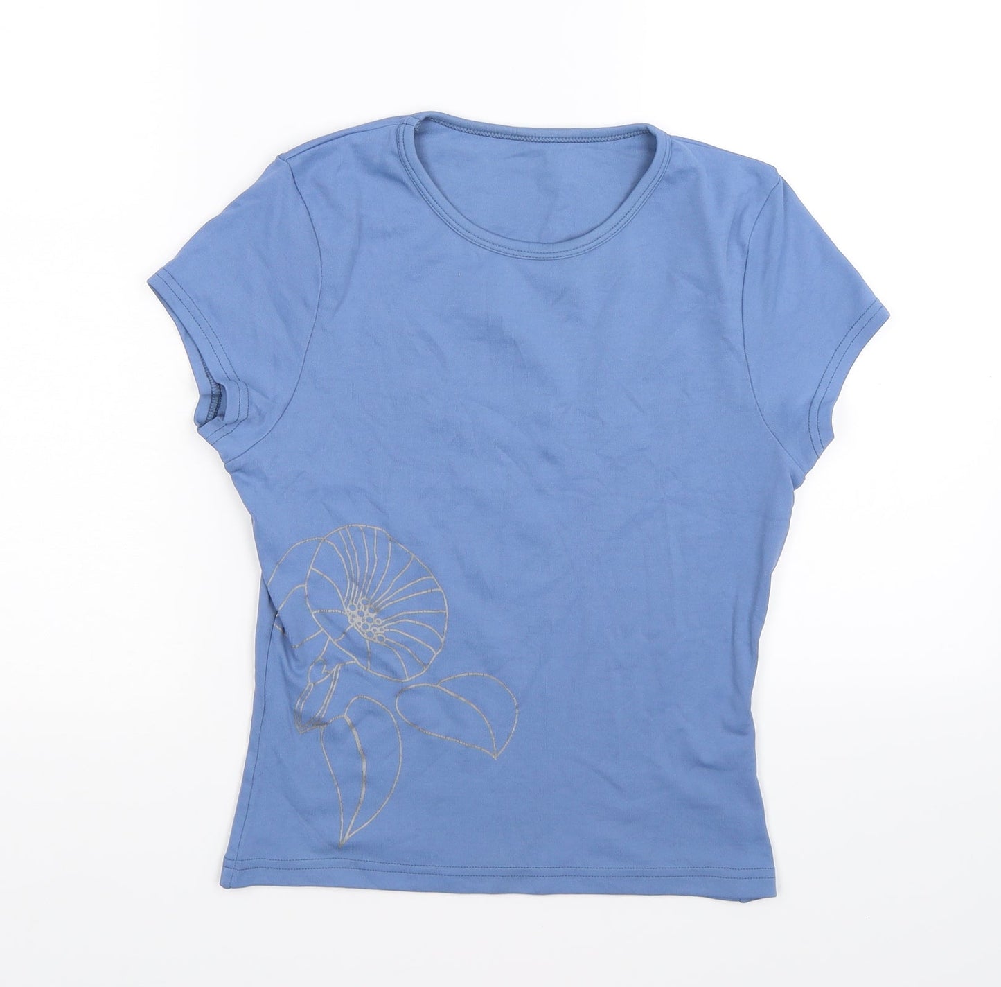 Womens UK Size M Preworn Blue Basic T-Shirt