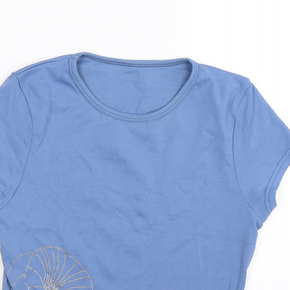 Womens UK Size M Preworn Blue Basic T-Shirt