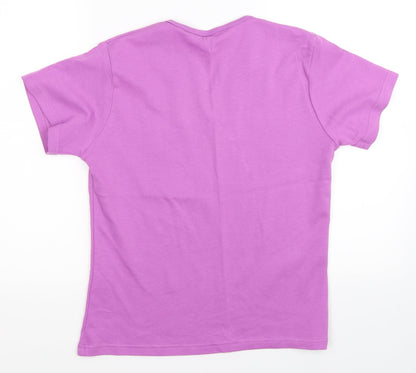 EWM Womens Purple Floral  Basic T-Shirt Size 12