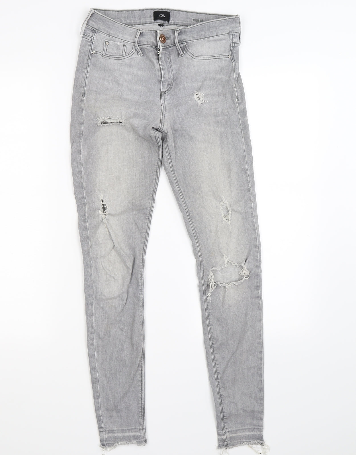 River Island Womens Grey  Denim Skinny Jeans Size 8 L26 in
