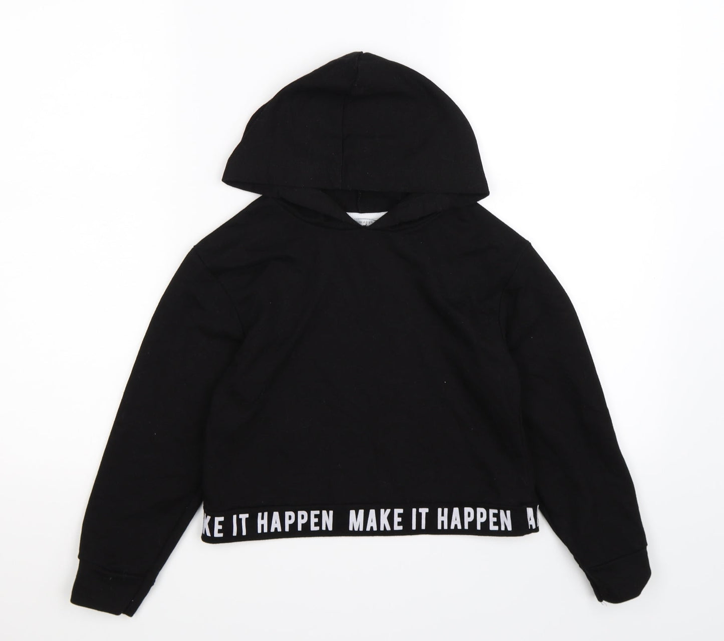 Primark Girls Black  Jersey Pullover Hoodie Size 8-9 Years  - make it happen
