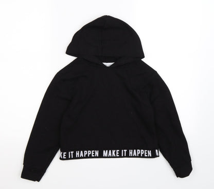 Primark Girls Black  Jersey Pullover Hoodie Size 8-9 Years  - make it happen