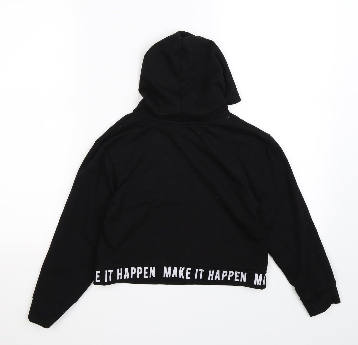 Primark Girls Black  Jersey Pullover Hoodie Size 8-9 Years  - make it happen