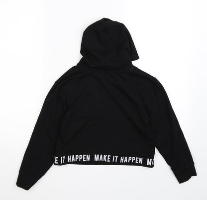 Primark Girls Black  Jersey Pullover Hoodie Size 8-9 Years  - make it happen