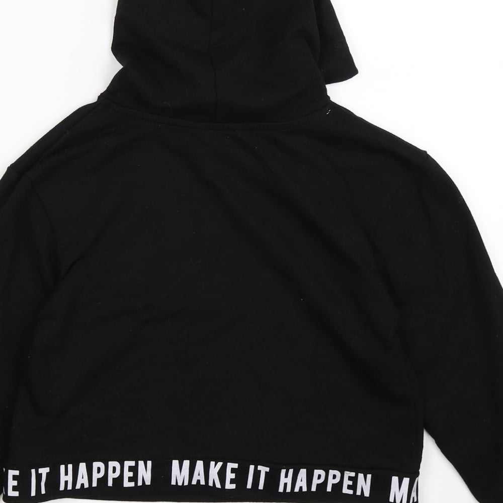 Primark Girls Black  Jersey Pullover Hoodie Size 8-9 Years  - make it happen