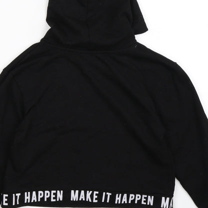 Primark Girls Black  Jersey Pullover Hoodie Size 8-9 Years  - make it happen