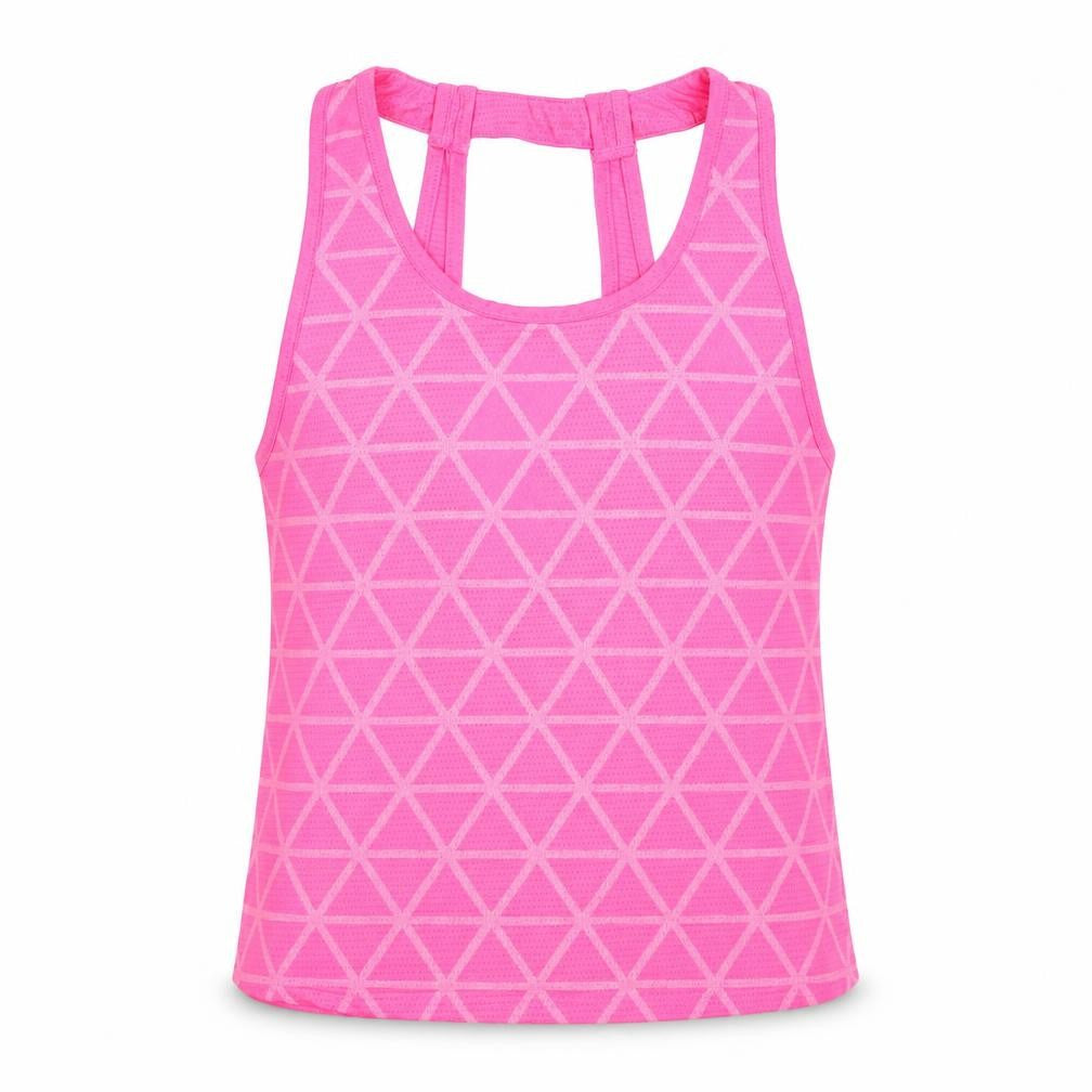 Young Dimension Girls Pink Geometric  Basic Tank Size 9-10 Years